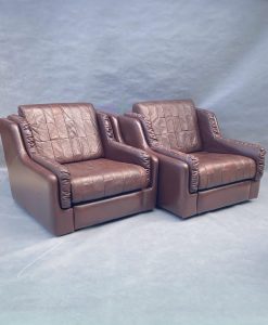 Vintage Patchwork Brown Leather Armchair
